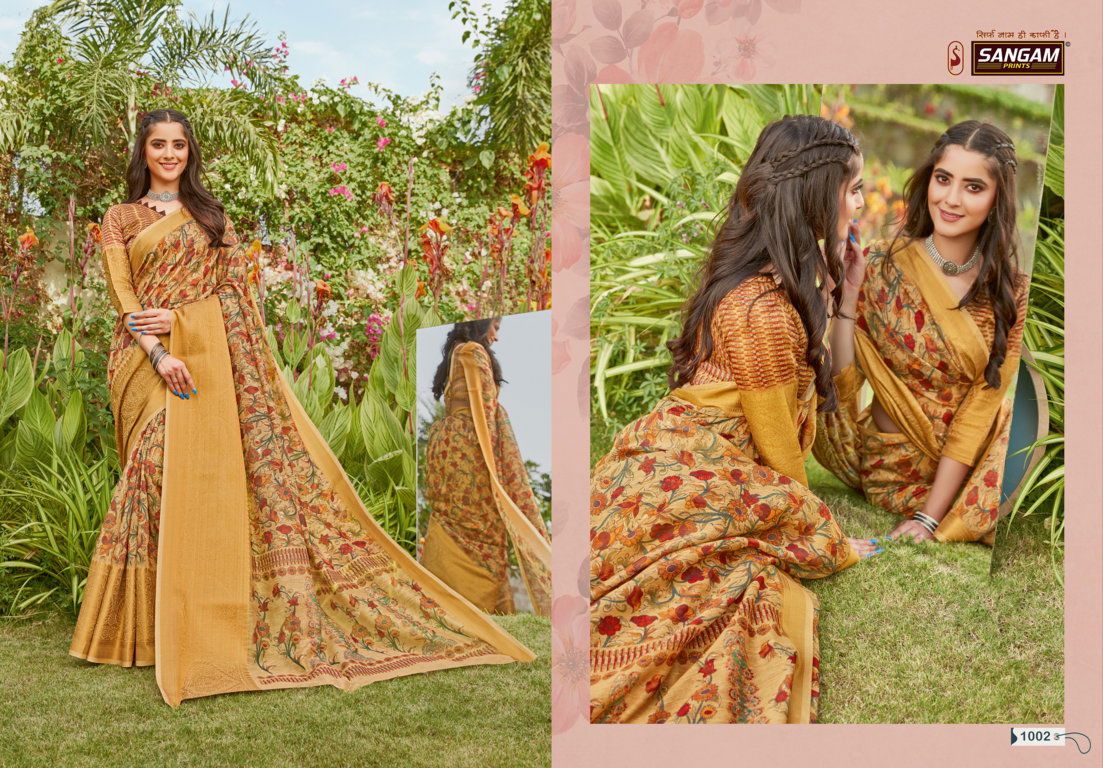 Sangam Ayana  Latest Fancy Designer Festive Wear Linen Silk Digital Printed Sarees Collection